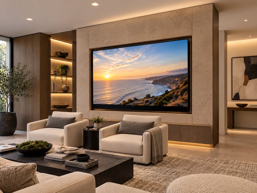 Minimalist media lounge